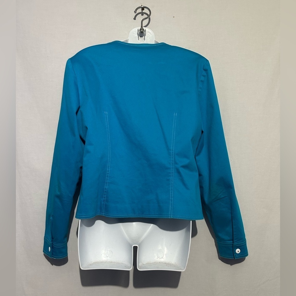 Maggie L Women’s Blue Zip-Up Jacket | Size Large | Lightweight Casual Layer - Picture 3 of 4